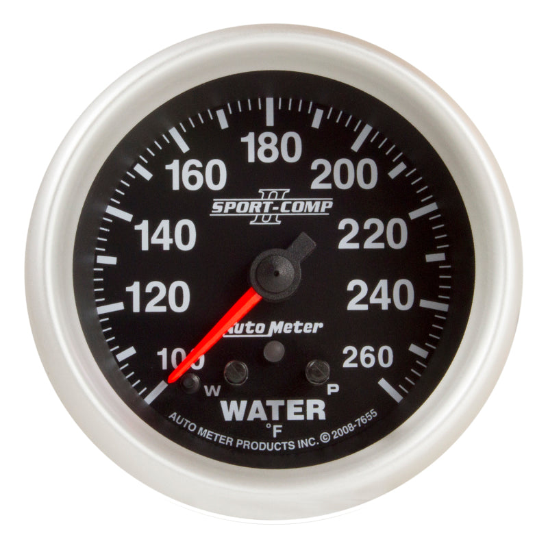 AutoMeter Gauge Water Temp 2-5/8in. 260 Deg. F Stepper Motor W/ Peak & Warn Sport-Comp II AutoMeter Gauges