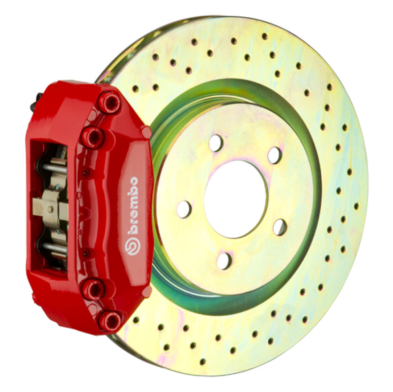 Brembo 05-10 Jetta (Mk5) Front GT BBK 4 Piston Cast 2pc 330x28 1pc Rotor Drilled-Red