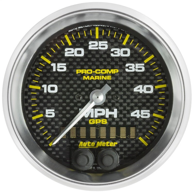 Autometer Marine Carbon Fiber 3-3/8in 50MPH GPS Speedometer Gauge AutoMeter Gauges
