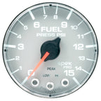 Autometer Spek-Pro Gauge Fuel Press 2 1/16in 15psi Stepper Motor W/Peak & Warn Slvr/Chrm AutoMeter Gauges