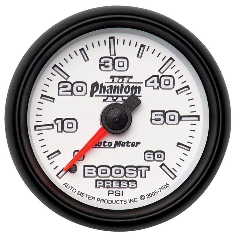 Autometer Phantom II 52.4mm Mechanical 0-60 PSI Boost Gauge AutoMeter Gauges