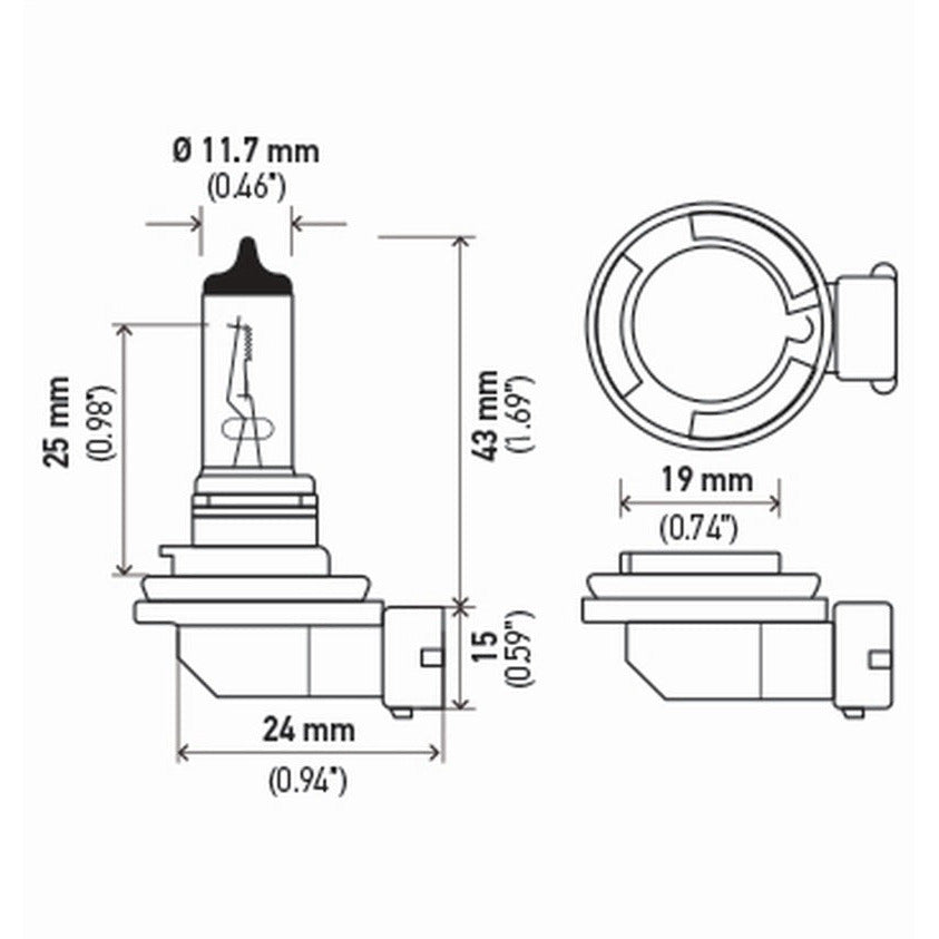 Hella H11 12V 55W PGJ19-2 HP2.0 Performance Halogen Bulb - Pair Hella Bulbs