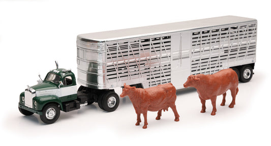 New Ray Toys 1953 Mack B-60 Livestock Truck with Cattle/ Scale - 1:43