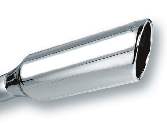 Borla 2.25in Inlet 4in Round Rolled Angle Cut x 12in Long Embossed Exhaust Tip