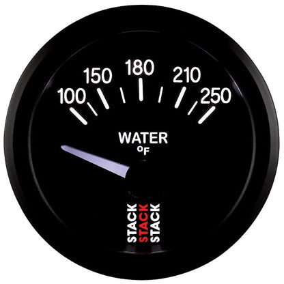 Autometer Stack 52mm 100-250 Deg F 1/8in NPTF Electric Water Temp Gauge - Black AutoMeter Gauges