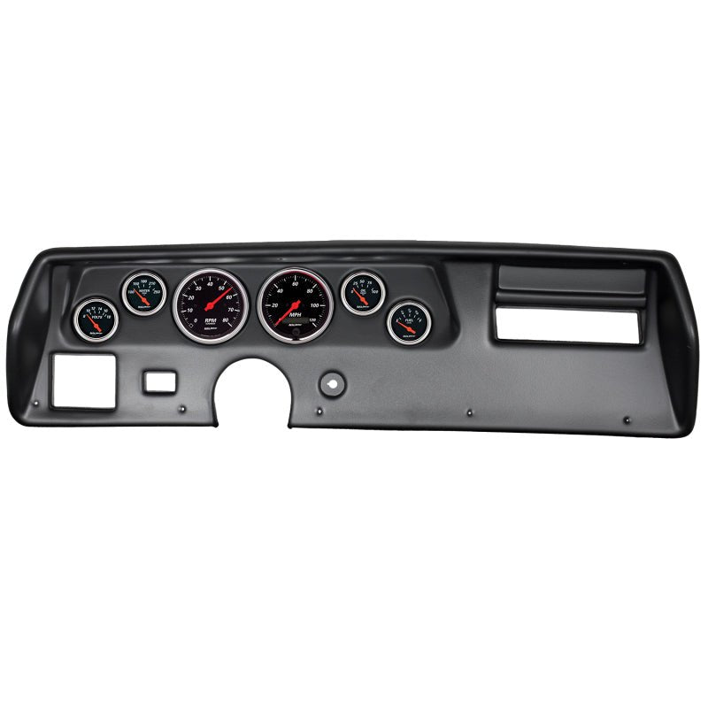 Autometer Designer Black 70-72 Chevelle SS/El Camino Dash Kit 6pc Tach/ MPH/ Fuel/ Oil/ WTMP/ Volt AutoMeter Gauges