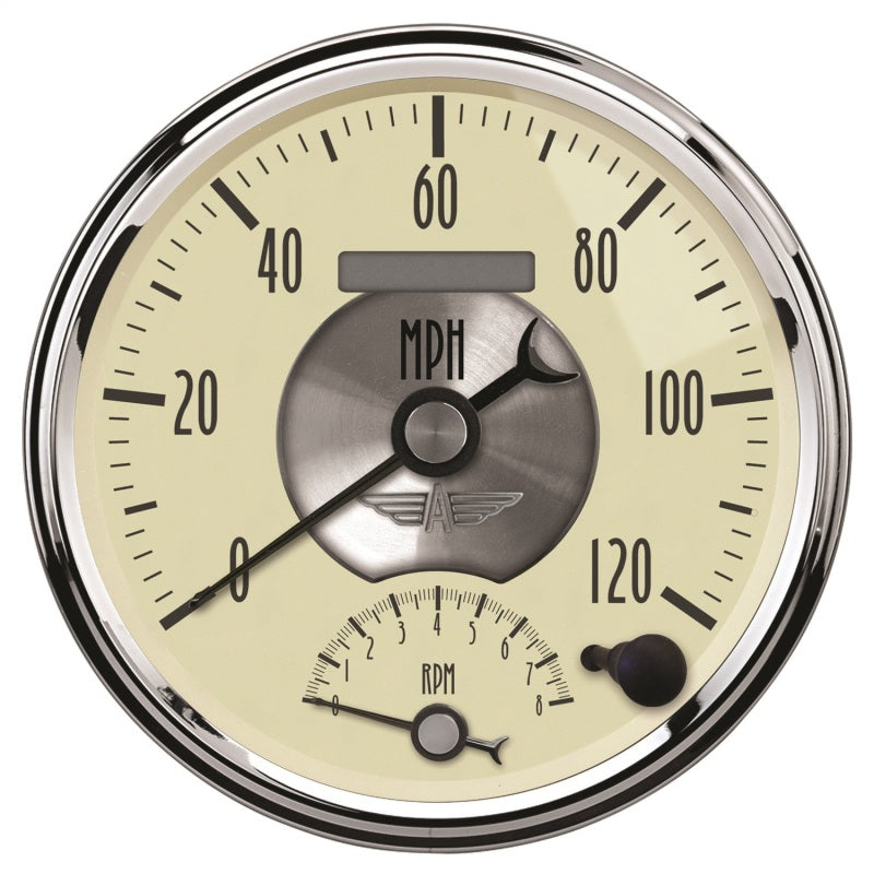 AutoMeter Gauge Tach/Speedo 5in. 120MPH & 8K RPM Elec. Program. Prestige Antq. Ivory AutoMeter Gauges