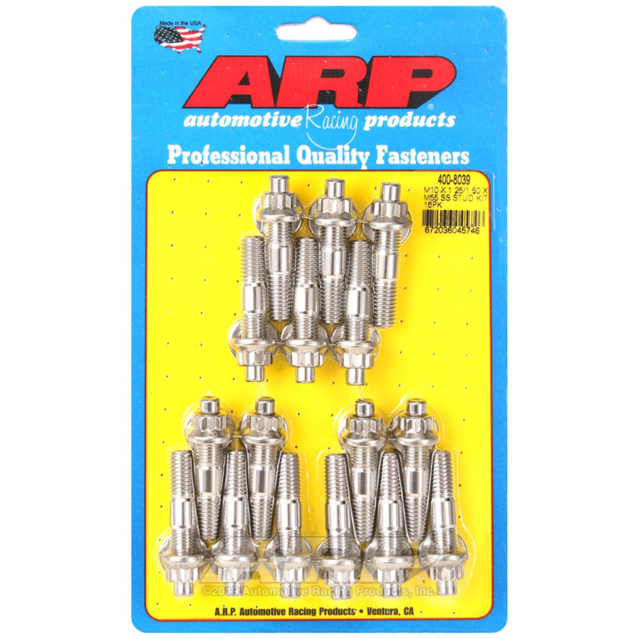 ARP M10 x 1.25/1.50 x 55mm Stainless Steel Broached Stud Kit - 16 Pieces ARP Hardware - Singles