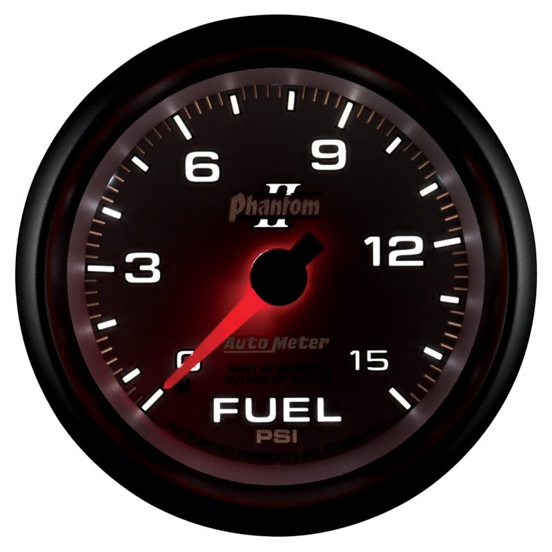 Autometer Phantom II 2-5/8in 0-15PSI Mechanical Fuel Pressure Gauge AutoMeter Gauges