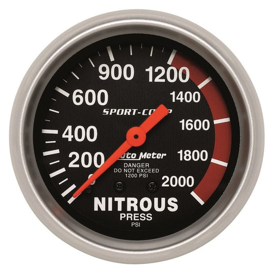 Autometer 2-5/8in 0-2000 PSI Mechanical Nitrous Pressure Sport-Comp Gauge AutoMeter Gauges