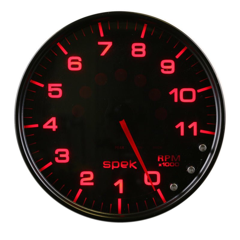 Autometer Spek-Pro Gauge Tachometer 5in 11K Rpm W/Shift Light & Peak Mem Black/Smoke/Black AutoMeter Gauges
