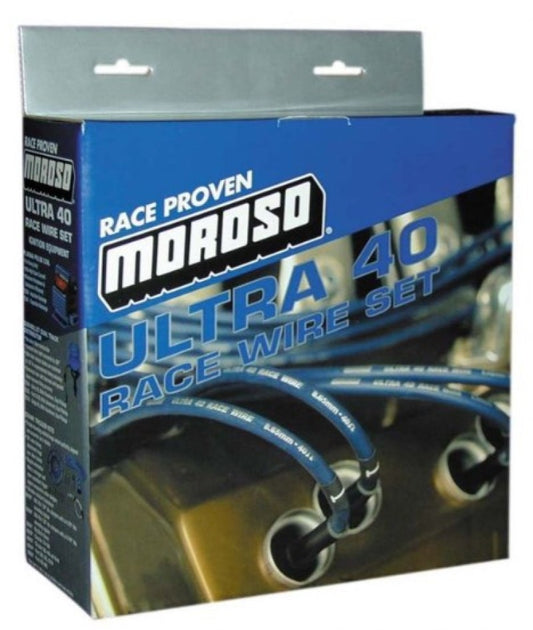 Moroso Chevrolet Small Block Ignition Wire Set - Ultra 40 - Sleeved - Non-HEI - 90 Degree - Black