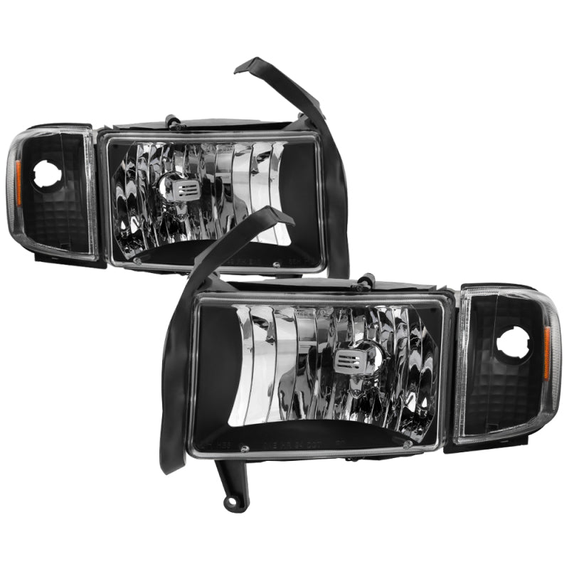 xTune Dodge Ram 1500 94-01 OEM Style Headlights w/ Corner Lamps - Black OEM HD-JH-DR94-SET-BK SPYDER Headlights