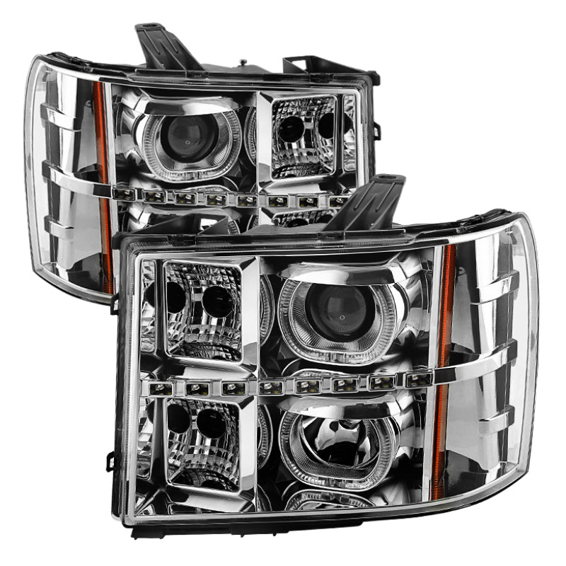 Xtune GMC Sierra 1500/2500/3500 07-13 Projector Headlights LED Halo- Chrome PRO-JH-GSIE07-CFB-C SPYDER Headlights