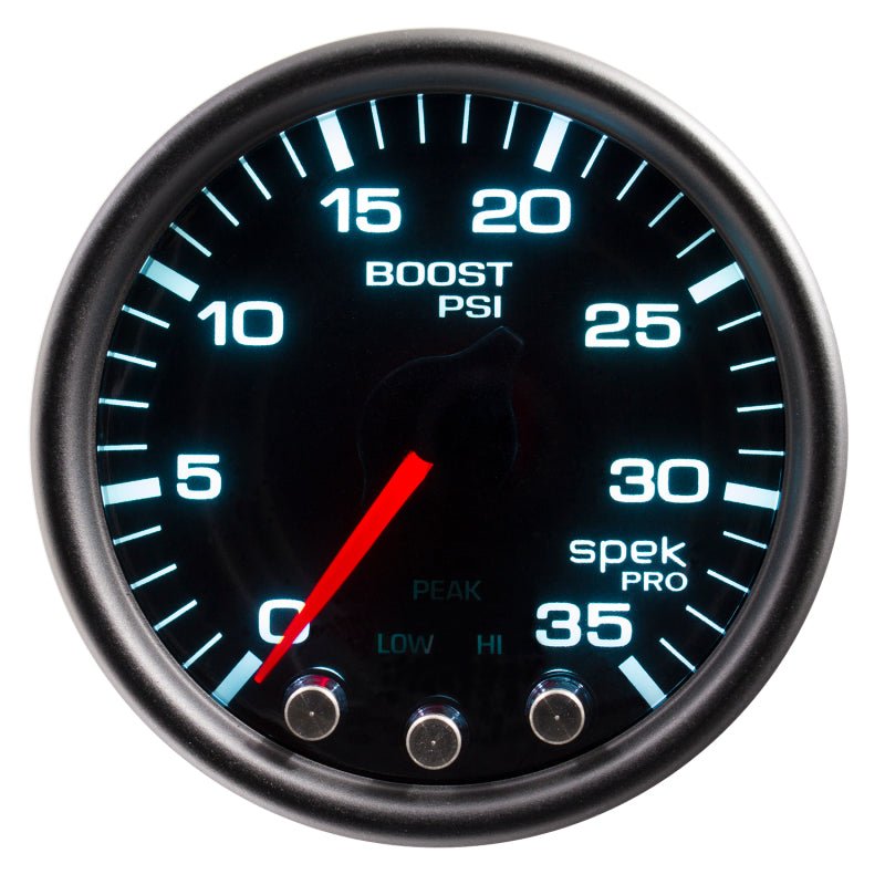 Autometer Spek-Pro Gauge Boost 2 1/16in 35psi Stepper Motor W/Peak & Warn Blacksmoke//Black AutoMeter Gauges