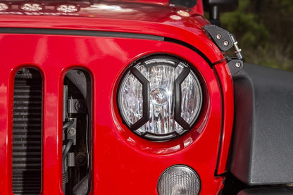 Rugged Ridge 07-18 Jeep Wrangler JK/JKU Textured Black Elite Headlight Euro Guards Rugged Ridge Light Covers and Guards