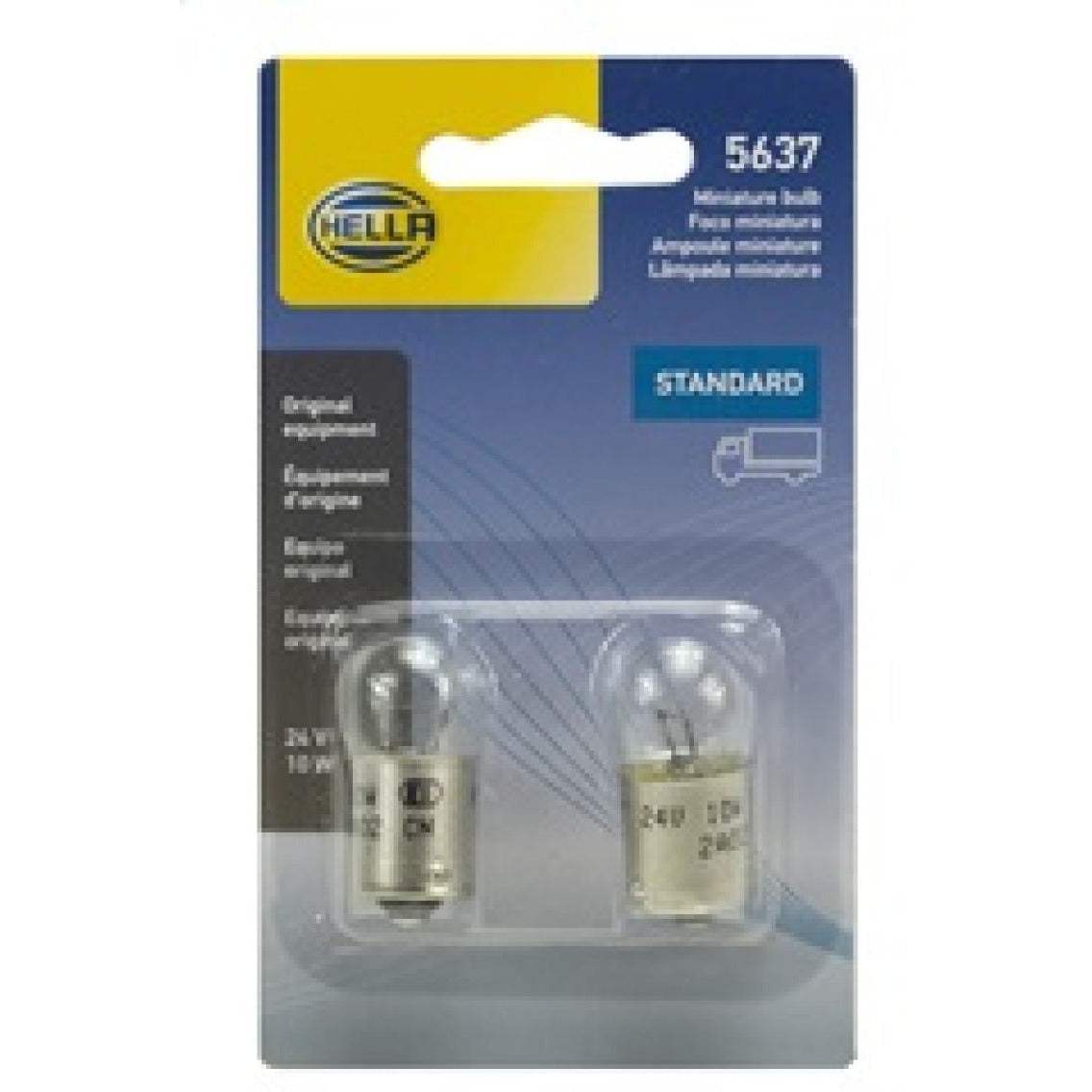 Hella Bulb 5637 24V 10W Ba15S B6 (2) Hella Bulbs