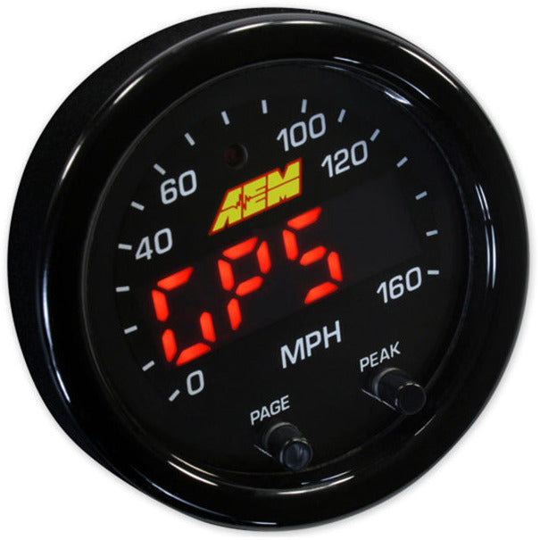 AEM X-Series 0-160 MPH Black Bezel w/ Black Face GPS Speedometer Gauge AEM Gauges