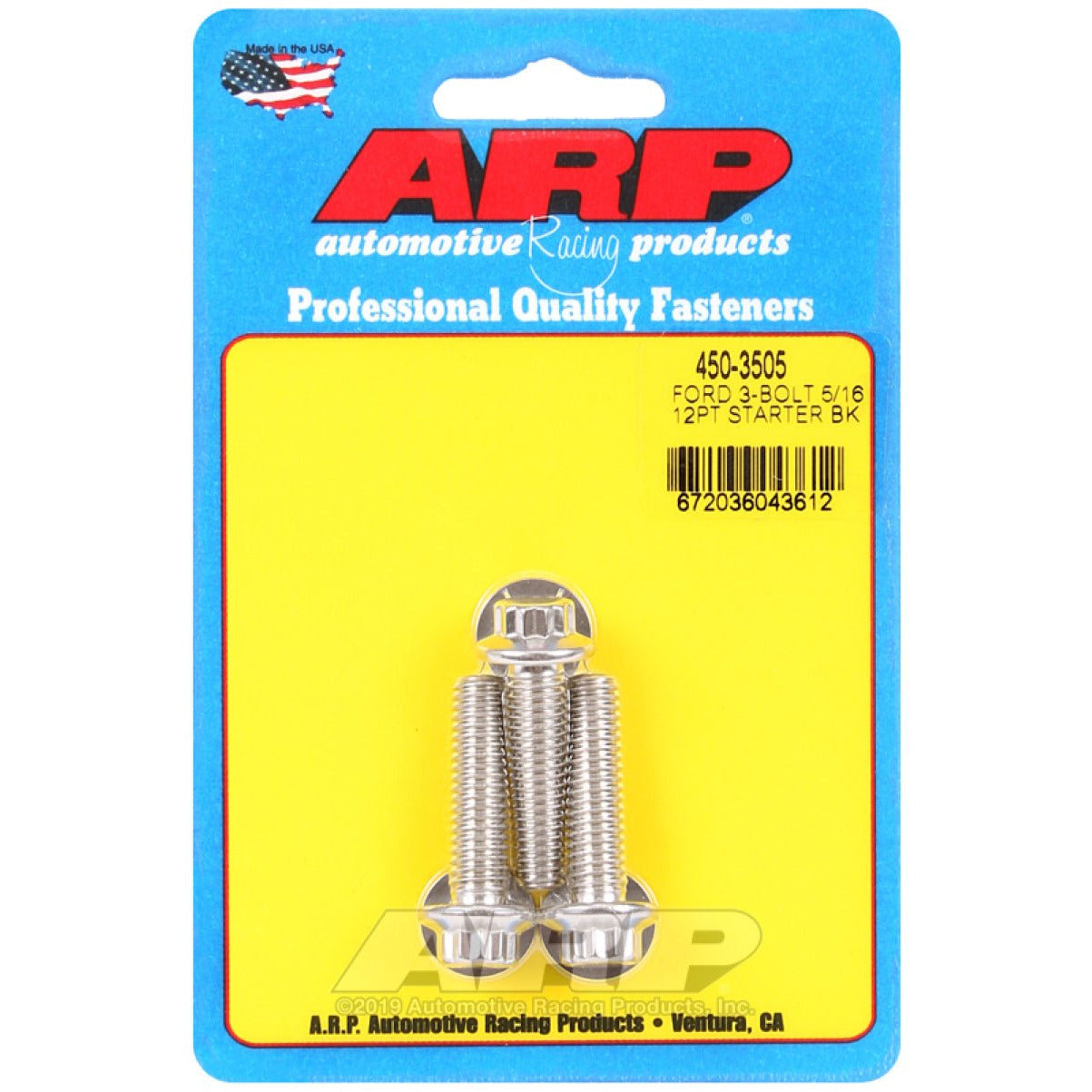 ARP Ford SS 3-Bolt 5/16in 12pt Starter Bolt Kit ARP Hardware Kits - Other