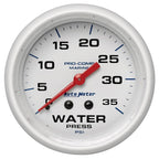 Autometer AutoGage 2-5/8in. / 35 PSI Mechanical Water Press Gauge - Marine White AutoMeter Gauges