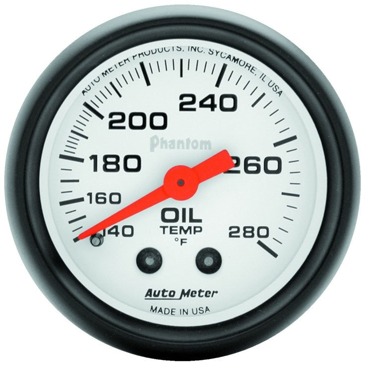 Autometer Phantom 52mm 140-280 Deg F Mechanical Oil Temperature Gauge AutoMeter Gauges