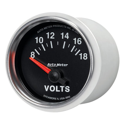 Autometer GS 52mm 8-18 Volts Short Sweep Electronic Voltmeter Gauge AutoMeter Gauges