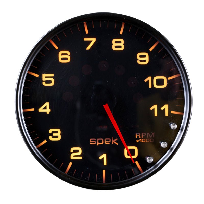 Autometer Spek-Pro Gauge Tachometer 5in 11K Rpm W/Shift Light & Peak Mem Black/Smoke/Black AutoMeter Gauges