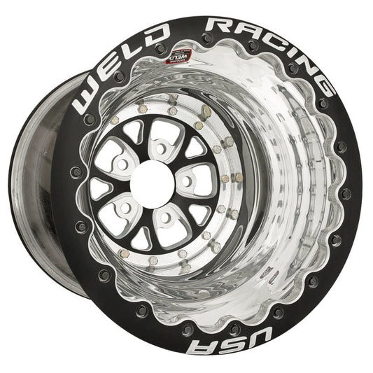 Weld V-Series 16x16 / 5x4.75 BP / 4in. BS Black Wheel - Black Double Beadlock Weld Wheels - Forged