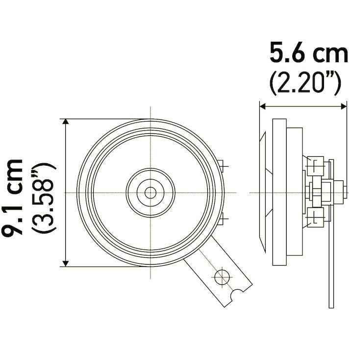 Hella Horn Kit Bx Blk Disc 92Mm 24V Univ Hella Light Accessories and Wiring