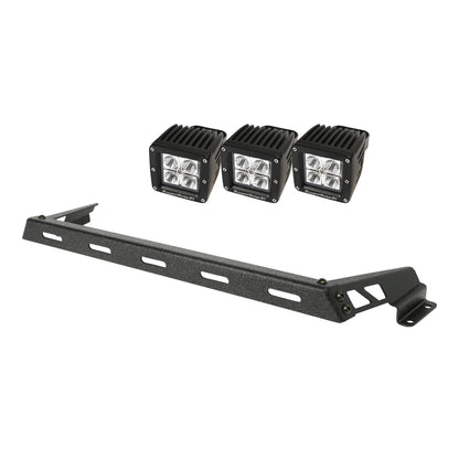 Rugged Ridge 07-18 Jeep Wrangler JK Black 3 Sqaure LED Hood Mounted Light Bar Kit Rugged Ridge Light Strip LED