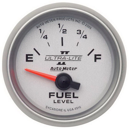 Autometer Ultra-Lite II 52mm 240-33 OHMS Short Sweep Electronic Fuel Level Gauge AutoMeter Gauges