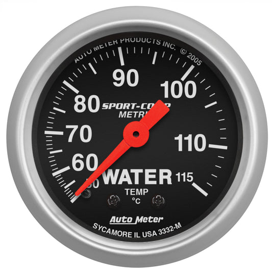 Autometer Sport 2in Water Temp Metric , 50-115 deg. C / Mech AutoMeter Gauges