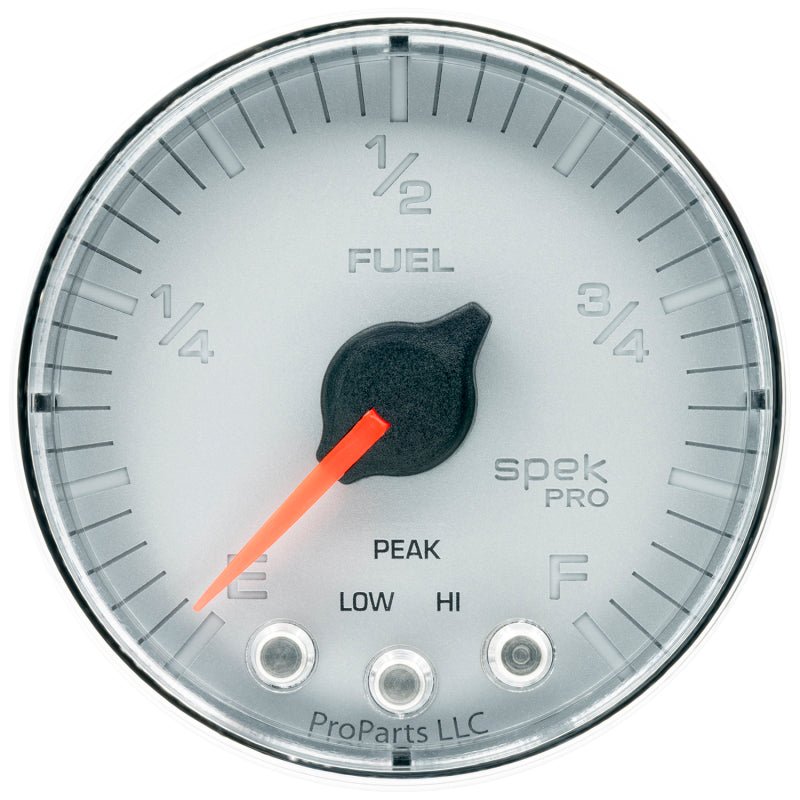 Autometer Spek-Pro Gauge Fuel Level 2 1/16in 0-270 Programmable Slvr/Chrm AutoMeter Gauges