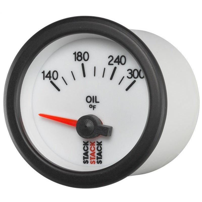 Autometer Stack 52mm 140-300 Deg F 1/8in NPTF Electric Oil Temp Gauge - White AutoMeter Gauges