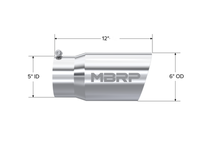 MBRP Universal Tip 6 O.D. Dual Wall Angled 5 inlet 12 length