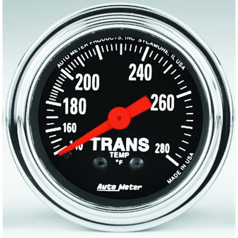 AutoMeter Gauge Trans Temp 2-1/16in. 140-280 Deg. F Mechanical 8ft. Traditional Chrome AutoMeter Gauges