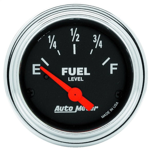 Autometer Traditional Chrome 2-1/16in 33 Ohm - 240 Ohm Full Electrical Fuel Level Gauge AutoMeter Gauges