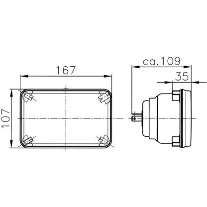 Hella Module 164 x 103mm H4 12V ECE High/Low Beam Headlamp Hella Driving Lights