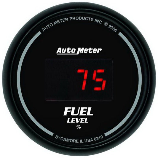 Autometer 52mm Black Digital Programmable Empty-Full Fuel Level Gauge AutoMeter Gauges