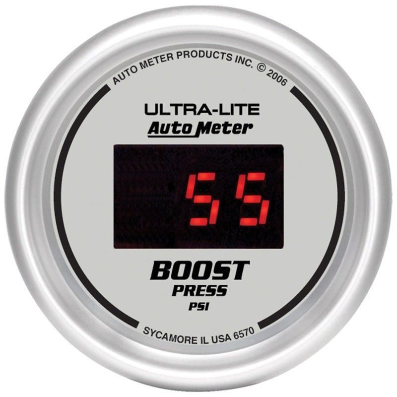 Autometer Ultra-Lite 2-1/16in 5-60 PSI Digital Boost Pressure Gauge - Silver AutoMeter Gauges