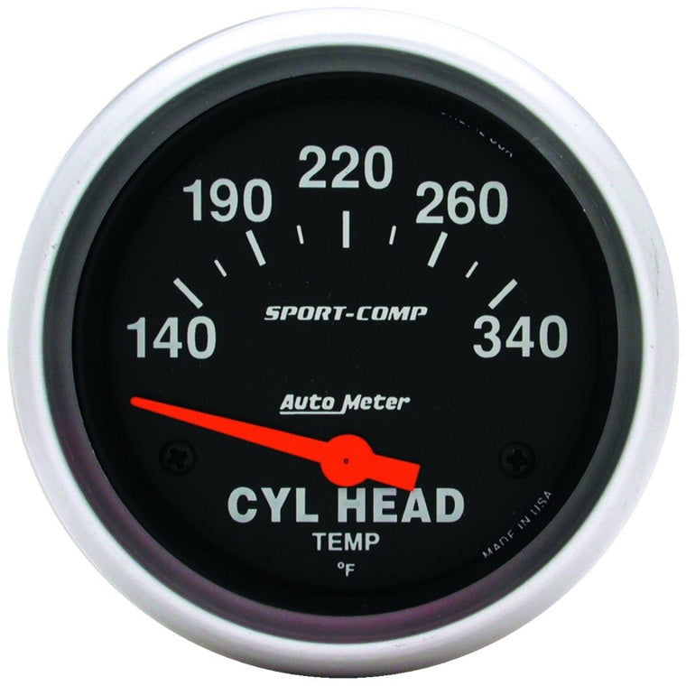 AutoMeter Gauge Cylinder Head Temp 2-5/8in. 140-340 Deg. F Electric Sport-Comp AutoMeter Gauges