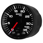 Autometer Spek-Pro Gauge Boost 2 1/16in 35psi Stepper Motor W/Peak & Warn Black/Black AutoMeter Gauges