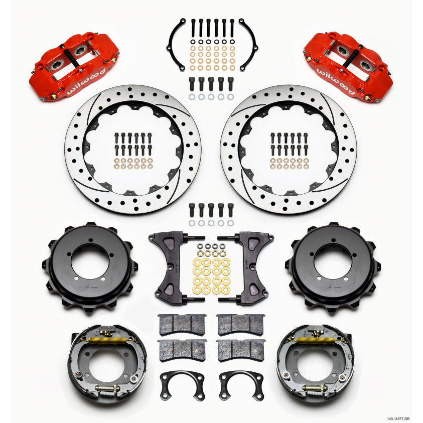 Wilwood Narrow Superlite 4R Rear Kit 12.88in Red Speedway Eng Floater w/ New Style End Wilwood Big Brake Kits