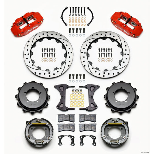 Wilwood Narrow Superlite 4R Rear Kit 12.88in Red Speedway Eng Floater w/ New Style End Wilwood Big Brake Kits