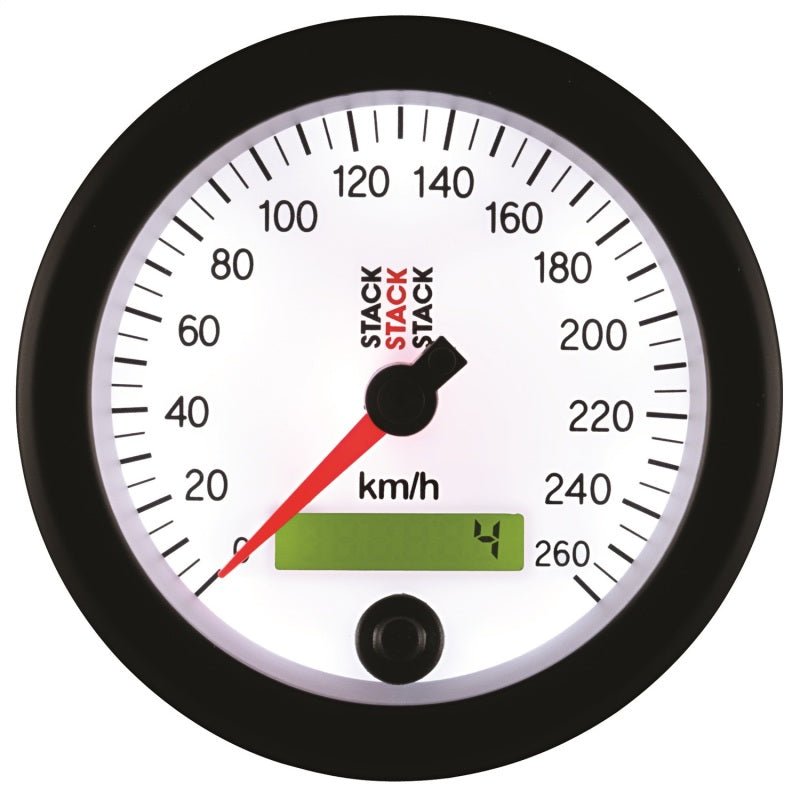 Autometer Stack Instruments 88MM 0-260 KM/H Programmable Speedometer - White AutoMeter Gauges