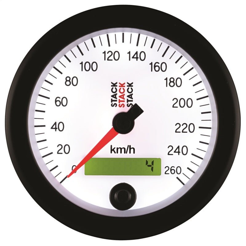 Autometer Stack Instruments 88MM 0-260 KM/H Programmable Speedometer - White AutoMeter Gauges