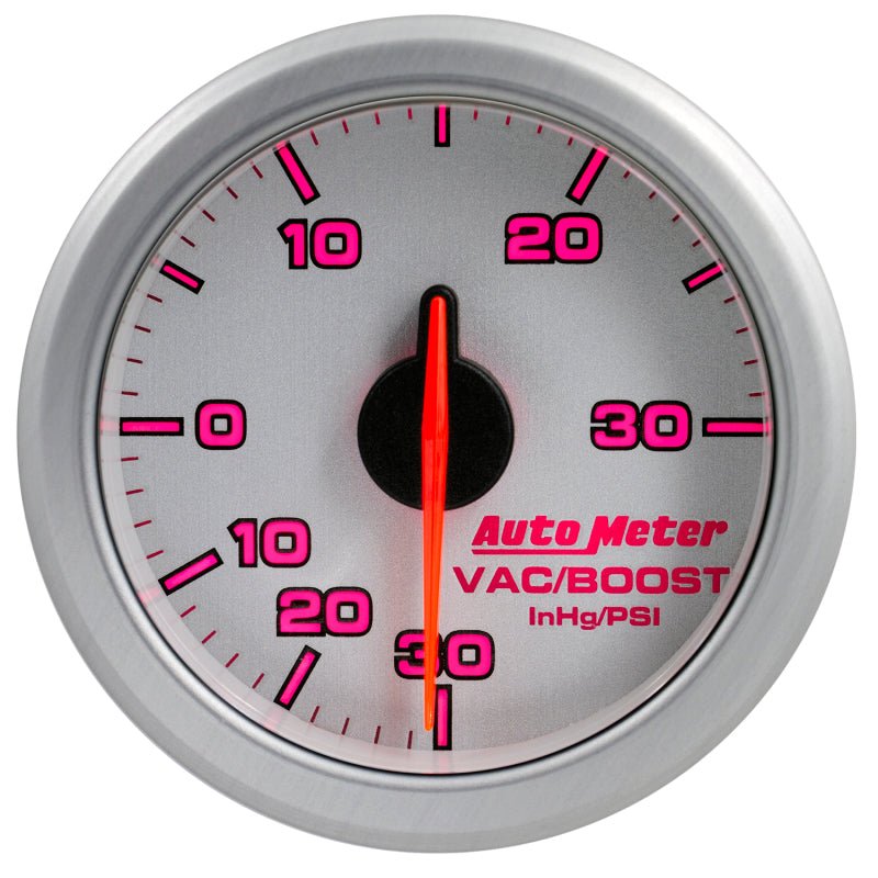 Autometer Airdrive 2-1/6in Boost/Vac Gauge 30in HG/30 PSI - Silver AutoMeter Gauges