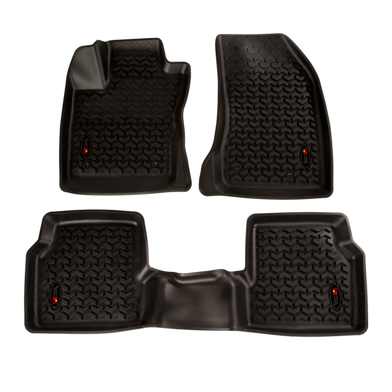 Rugged Ridge Floor Liner Front/Rear Black 2018-2019 Jeep Compass Rugged Ridge Floor Mats - Rubber