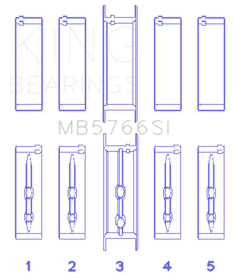 King GM LS1/2/4/6 (Housing Bore +.010) (Size .010 Oversized) Main Bearing Set