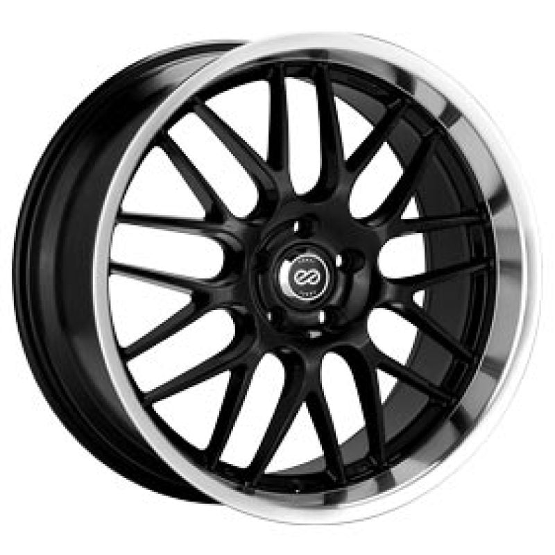 Enkei Lusso 18x8 40mm Offset 5x120 Bolt Pattern Black w/ Machine Lip Wheel Enkei Wheels - Cast